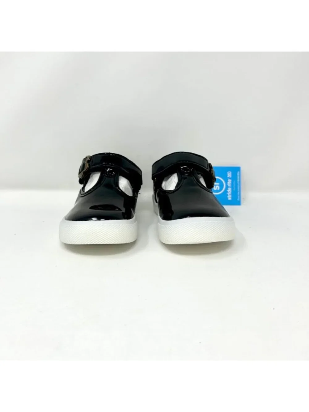 Stride Rite 360 Gia Black Patent Leather Mary Jane Flats Girls 7M Floral Buckle